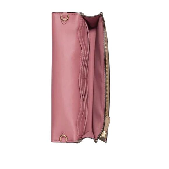 COACH ANNA FOLDOVER CLUTCH CROSSBODY IN SIGNATURE JACQUARD W/ STRIPES PINK TAFFY - Picture 3 of 7